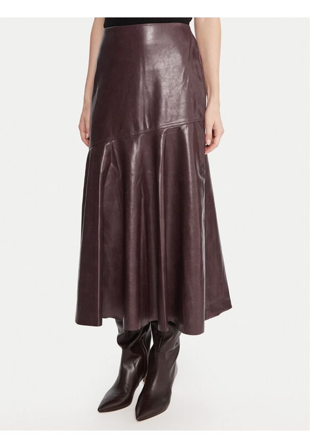 French Connection Spódnica z imitacji skóry 73ZAP 60 Bordowy Regular Fit. Kolor: czerwony. Materiał: syntetyk