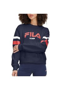 Bluza damska turystyczna Fila Latur Graphic Crew Sweat granatowa. Kolor: niebieski