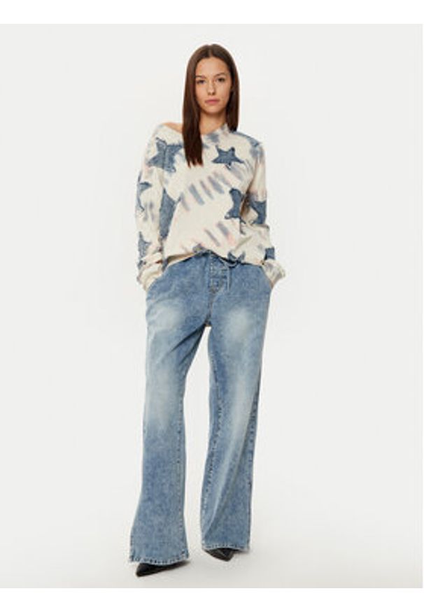 One Teaspoon Bluza Denim Star 26795C Beżowy Relaxed Fit. Kolor: beżowy. Materiał: bawełna