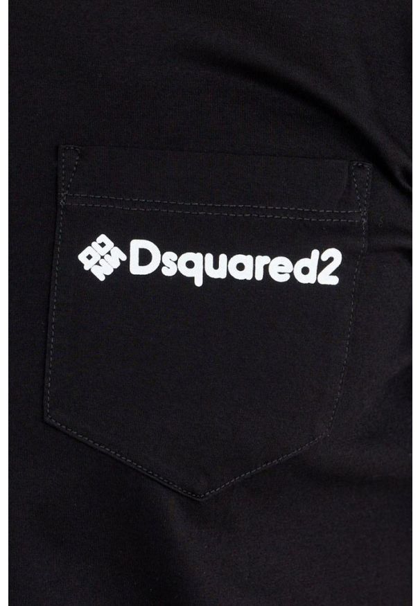 DSQUARED2 Czarny t-shit męski z kieszonką mini gummy, Rozmiar S. Kolor: czarny