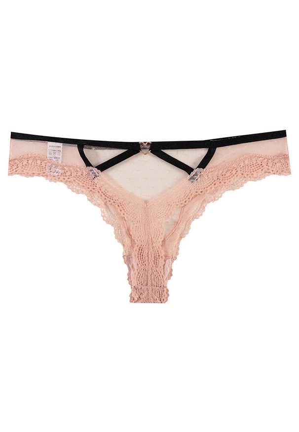 Intica - Figi z ozdobnymi strapsami z przewiewnego materiału Roxana. Kolor: różowy. Materiał: materiał