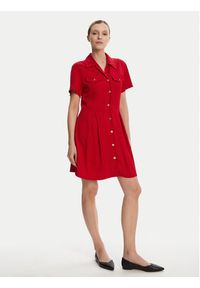 TOMMY HILFIGER - Tommy Hilfiger Sukienka koszulowa WW0WW45819 Czerwony Regular Fit. Kolor: czerwony. Materiał: wiskoza. Typ sukienki: koszulowe #4