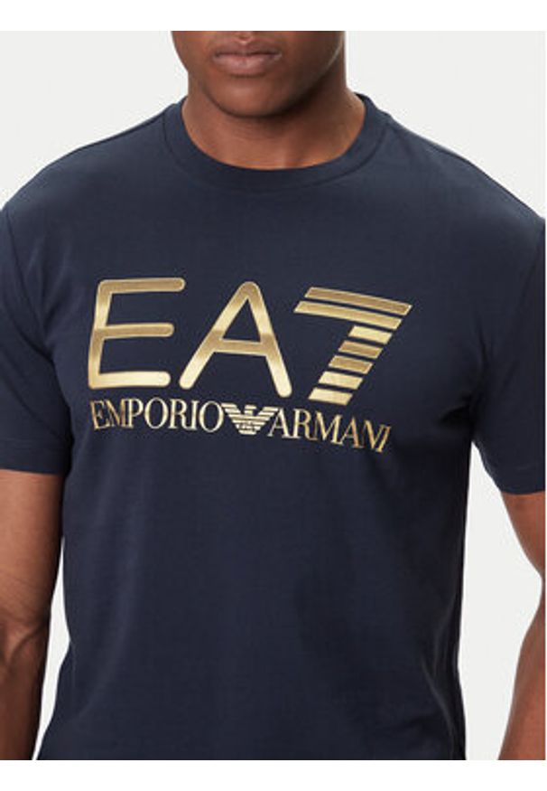 EA7 Emporio Armani T-Shirt 7M001189 AF17789 UB102 Granatowy Regular Fit. Kolor: niebieski. Materiał: bawełna