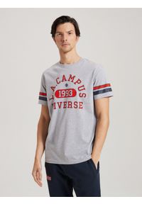 Diverse - T-shirt męski z nadrukiem LA CAMPUS 01 S1814 - szary - Rozmiar: XL. Kolor: szary. Materiał: wiskoza, bawełna. Wzór: nadruk #4