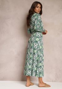 Renee - Zielona Kopertowa Sukienka Maxi Wiązana w Talii Apophelia. Kolor: zielony. Materiał: dzianina. Typ sukienki: kopertowe. Długość: maxi #2
