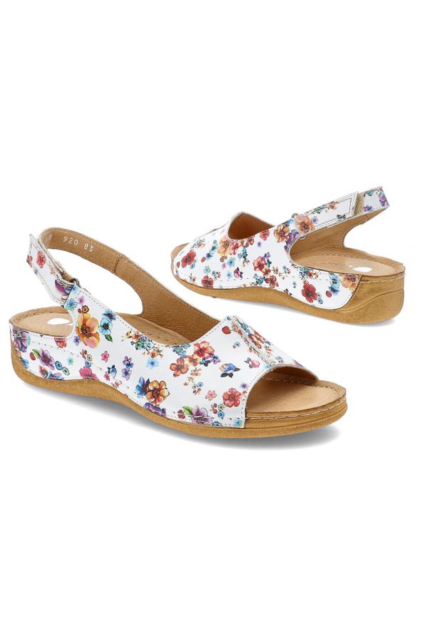 Białe Wzorzyste Sandały Armodo Eleganckie Obuwie Damskie. Okazja: na co dzień. Zapięcie: rzepy. Kolor: biały. Materiał: skóra. Wzór: aplikacja, kwiaty. Sezon: lato. Styl: elegancki