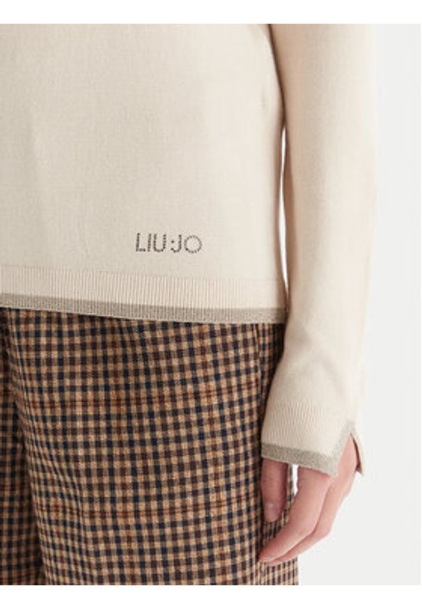 Liu Jo Golf MF5229 MS49I Écru Regular Fit. Typ kołnierza: golf. Materiał: syntetyk