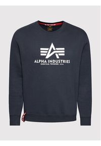 Alpha Industries Bluza Basic 178302 Granatowy Regular Fit. Kolor: niebieski. Materiał: bawełna #5