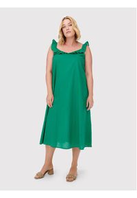 ONLY Carmakoma Sukienka codzienna Ally 15262056 Zielony Regular Fit. Okazja: na co dzień. Kolor: zielony. Materiał: bawełna. Typ sukienki: proste. Styl: casual