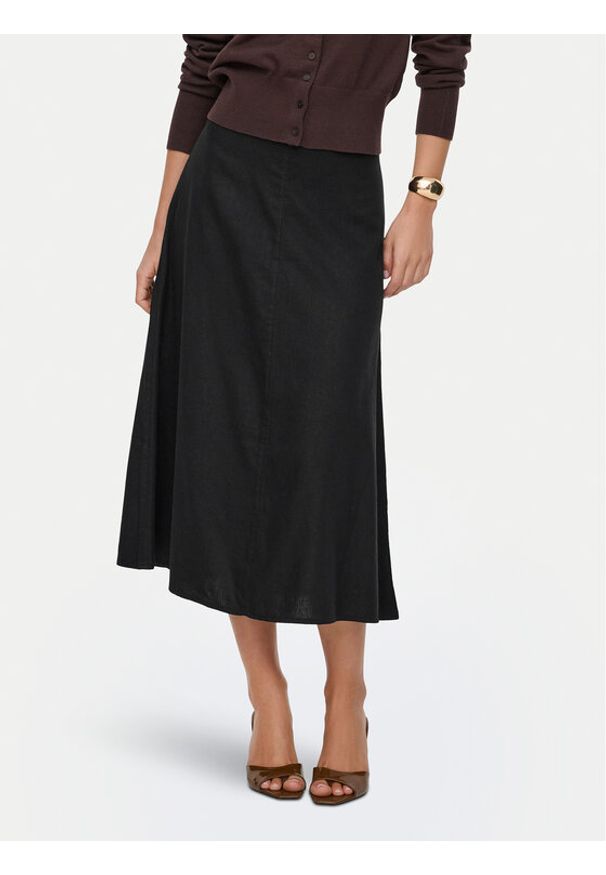 only - ONLY Spódnica midi Goa 15363690 Czarny Regular Fit. Kolor: czarny. Materiał: len, wiskoza