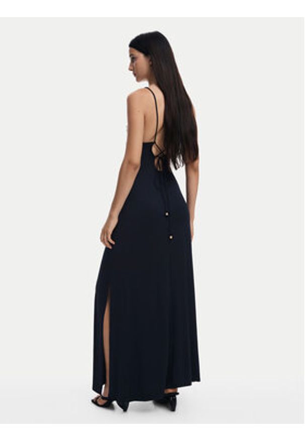 Desigual Sukienka letnia Montpellier 25SWVK55 Czarny Slim Fit. Kolor: czarny. Materiał: wiskoza. Sezon: lato