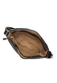 Wittchen - Damska torebka crossbody z kieszenią z przodu czarna. Kolor: czarny. Wzór: kwiaty. Materiał: skórzane. Styl: elegancki, retro