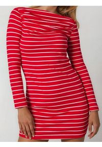 Sinsay - Sukienka w paski z marszczonym dekoltem - wielobarwny. Wzór: paski #1