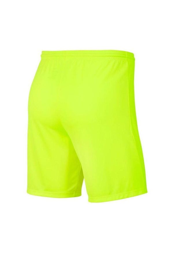 Nike - Dziecięce/niemowlęce Spodenki Z Dzianiny Dry Park III. Kolor: zielony, wielokolorowy, żółty. Materiał: dzianina. Styl: sportowy. Sport: turystyka piesza