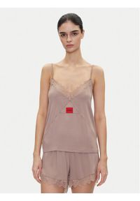 Hugo - HUGO Koszulka piżamowa Red Label Lace_Cami 50531653 Brązowy Regular Fit. Kolor: brązowy. Materiał: wiskoza