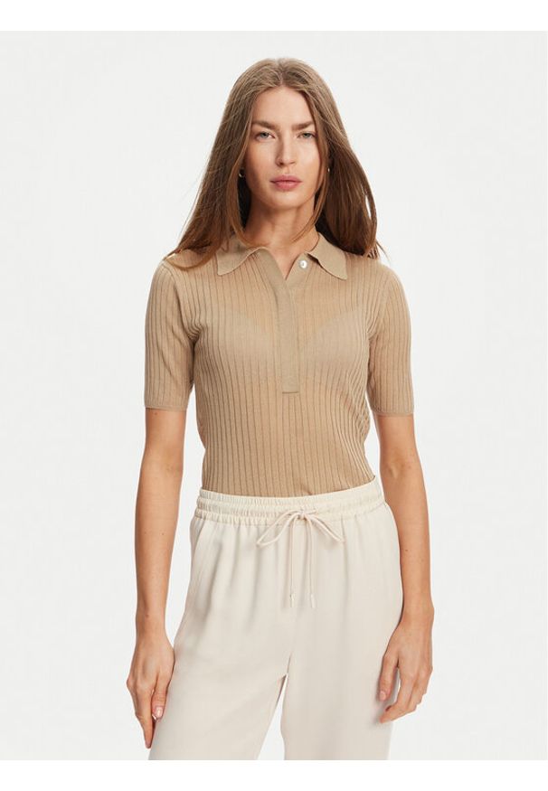 Marella Sweter Torbole 2513361145 Beżowy Slim Fit. Kolor: beżowy. Materiał: wiskoza