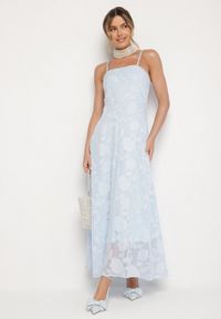 Born2be - Jasnoniebieska Rozkloszowana Sukienka Vices z Gorsetowym Wiązaniem Fenosella. Okazja: na imprezę. Typ kołnierza: dekolt gorset. Kolor: niebieski. Długość rękawa: na ramiączkach. Sezon: lato. Typ sukienki: gorsetowe. Styl: elegancki #1