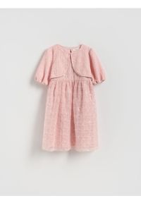 Reserved - Cekinowa sukienka z bolerkiem - różowy. Kolor: różowy. Materiał: tkanina #1