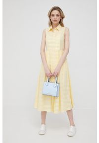 Pennyblack sukienka bawełniana kolor żółty midi rozkloszowana. Kolor: żółty. Materiał: bawełna. Typ sukienki: rozkloszowane. Długość: midi