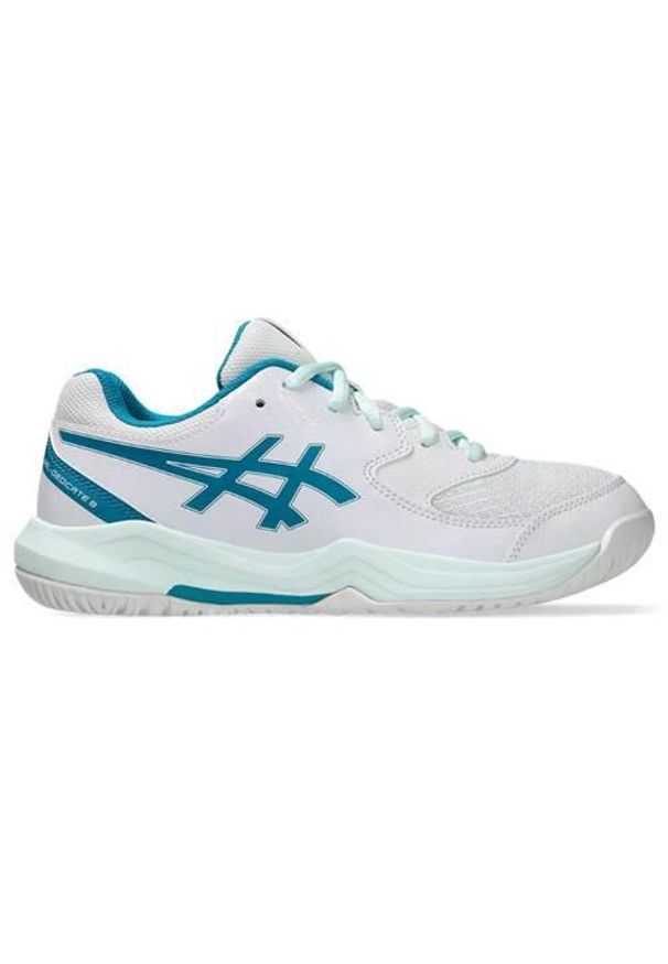 Buty do tenisa dla dzieci Asics Gel-dedicate 8. Zapięcie: sznurówki. Kolor: wielokolorowy. Materiał: syntetyk, tkanina, materiał. Szerokość cholewki: normalna. Sport: tenis