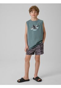 4f - 4F Koszulka bez rękawów regular z nadrukiem chłopięca - turkusowa 158 (12-13 lat). Kolor: turkusowy. Materiał: materiał, bawełna, dzianina. Długość rękawa: bez rękawów. Wzór: nadruk. Sezon: lato #2