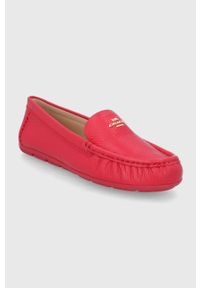Coach mokasyny skórzane Marley Leather damskie kolor czerwony na płaskim obcasie. Nosek buta: okrągły. Kolor: czerwony. Materiał: skóra. Wzór: gładki. Obcas: na obcasie. Wysokość obcasa: niski #3