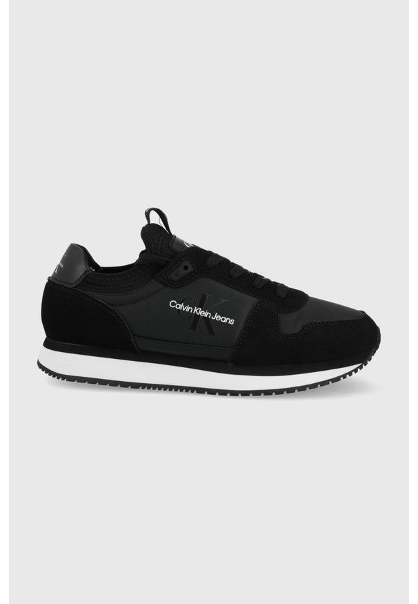 Calvin Klein Jeans buty kolor czarny. Nosek buta: okrągły. Zapięcie: sznurówki. Kolor: czarny. Materiał: guma