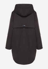 Born2be - Czarna Kurtka Parka z Podpinanymi Rękawami i Kapturem ze Wstawkami w Kratę Kaithna. Kolor: czarny. Materiał: jeans. Wzór: kratka. Styl: elegancki, klasyczny #4