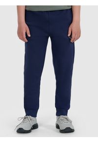 4f - 4F Spodnie dresowe joggery chłopięce - granatowe 152 (11-12 lat). Okazja: na co dzień. Kolor: niebieski. Materiał: dresówka. Wzór: nadruk, ze splotem, gładki. Sezon: lato. Styl: młodzieżowy, casual, sportowy #2
