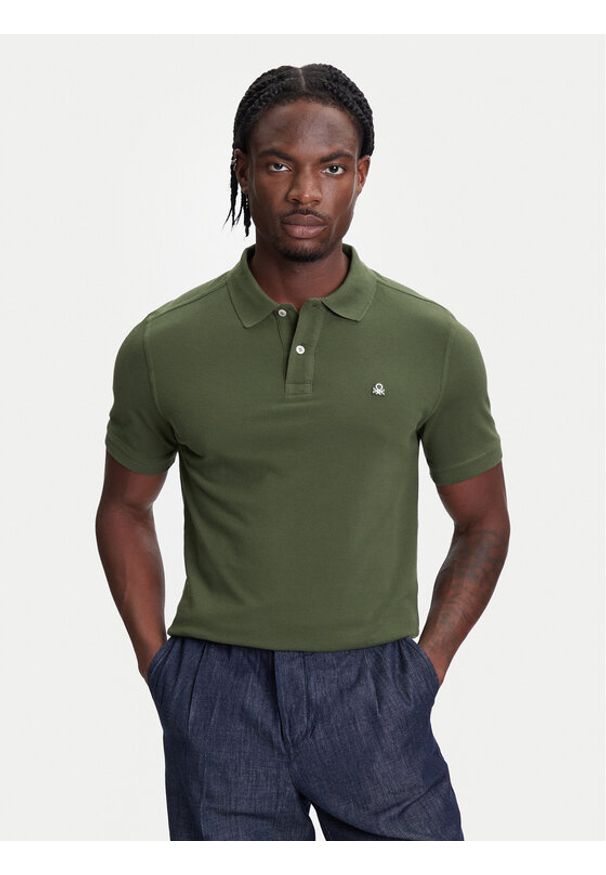 United Colors of Benetton - United Colors Of Benetton Polo 3089J3179 Zielony Regular Fit. Typ kołnierza: polo. Kolor: zielony. Materiał: bawełna