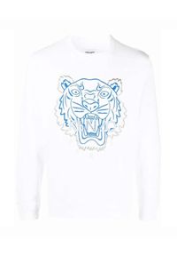 Kenzo - KENZO - Biała bluza z niebieskim tygrysem. Kolor: biały. Materiał: bawełna. Długość rękawa: długi rękaw. Długość: długie. Wzór: haft