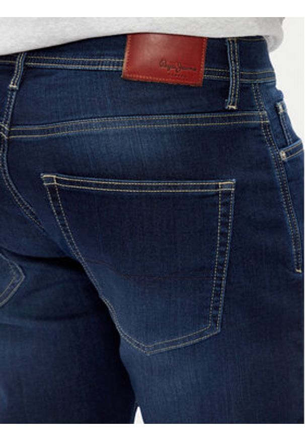 Pepe Jeans Szorty jeansowe PM801075 Granatowy Slim Fit. Kolor: niebieski. Materiał: bawełna