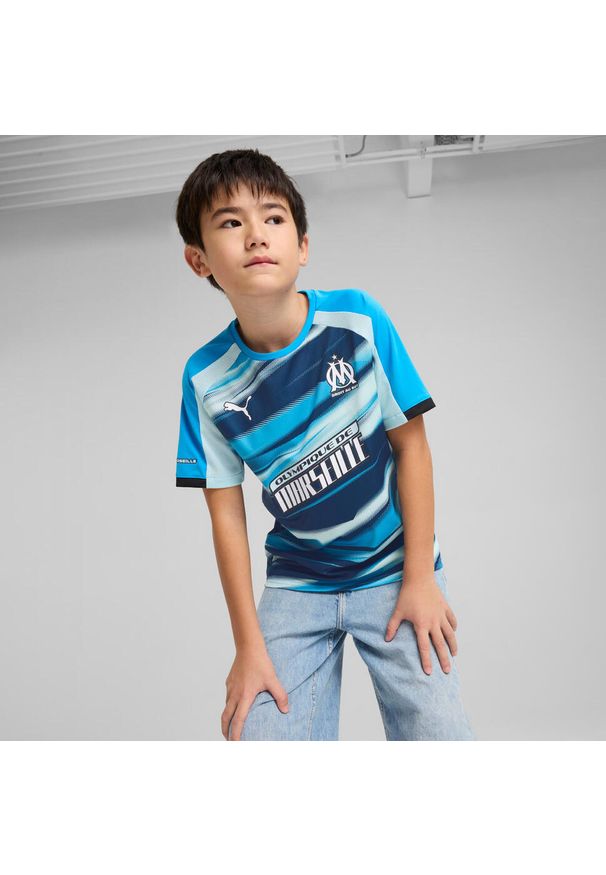 Puma - Maillot Faster dla dzieci OM 2024/25. Kolor: niebieski. Sport: piłka nożna