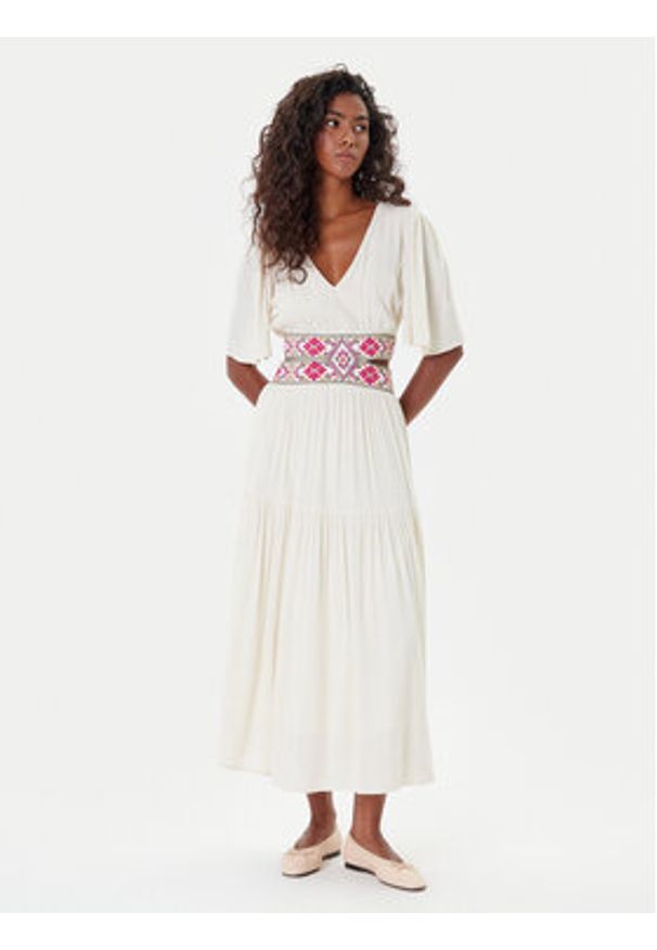 Desigual Sukienka letnia Element 25SWVW98 Biały Regular Fit. Kolor: biały. Materiał: wiskoza. Sezon: lato