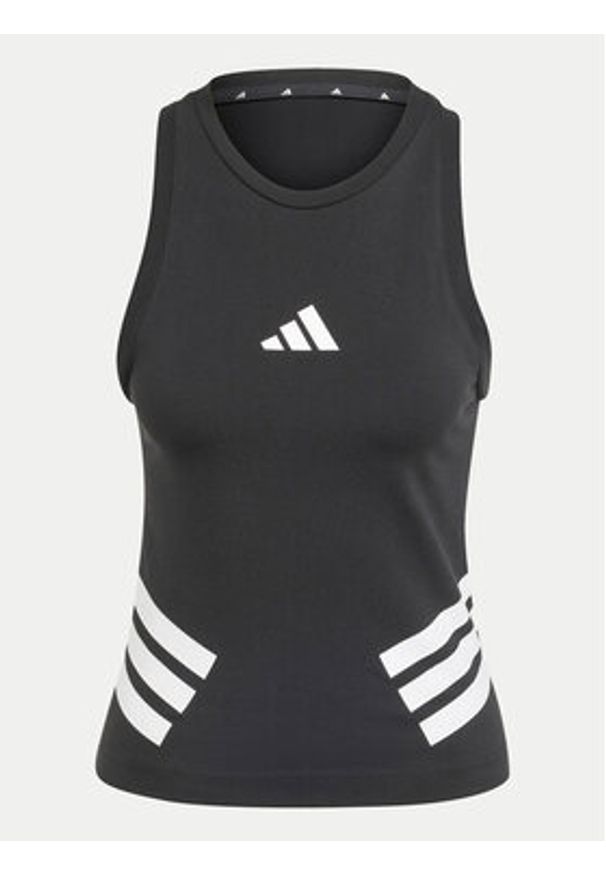 Adidas - adidas Top Future Icons 3-Stripes JC5418 Czarny Slim Fit. Kolor: czarny. Materiał: bawełna