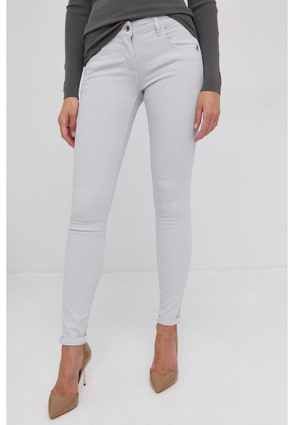 Patrizia Pepe Jeansy damskie medium waist. Kolor: szary