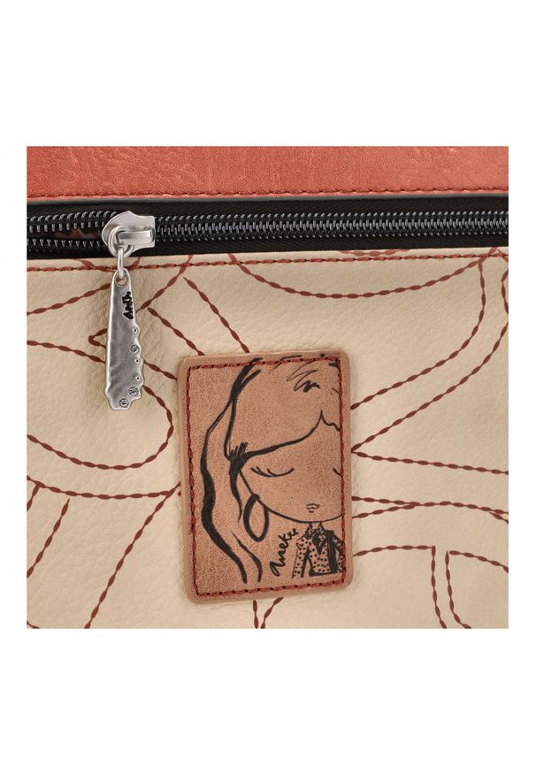 Pomarańczowa Stylowa Torebka Damska Anekke. Kolor: pomarańczowy. Wzór: nadruk, aplikacja, kolorowy. Dodatki: z breloczkiem. Styl: elegancki. Rodzaj torebki: na ramię