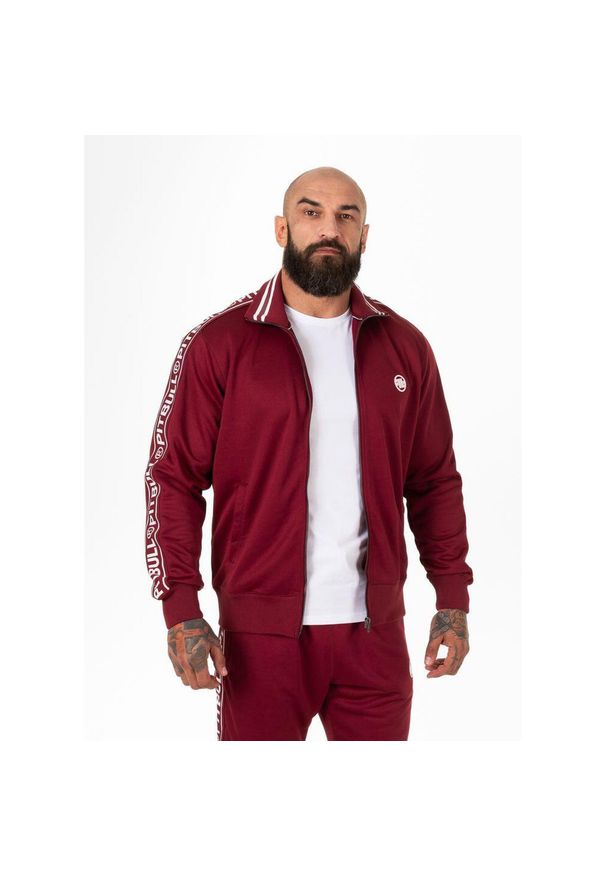 PITBULL - Bluza męska Pitbull rozpinana Oldschool Tape Logo. Kolor: czerwony, brązowy, wielokolorowy