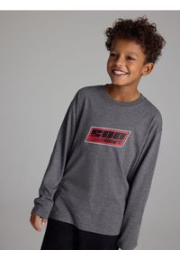 Reserved - Bawełniany longsleeve - ciemnoszary. Kolor: szary. Materiał: bawełna. Długość rękawa: długi rękaw