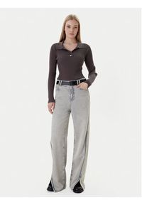 Tommy Jeans Sweter DW0DW22036 Brązowy Slim Fit. Kolor: brązowy. Materiał: syntetyk #5