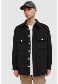 AllSaints kurtka z domieszką wełny kolor czarny przejściowa. Kolor: czarny. Materiał: wełna