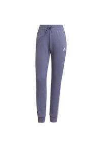 Adidas - Spodnie damskie adidas Essentials French Terry 3-Stripes Pants. Kolor: biały, wielokolorowy, fioletowy. Materiał: dresówka. Długość: długie
