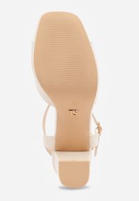 Born2be - Beżowe Sandały VICES na Słupku i Platformie z Wkładką ze Skóry Naturalnej Azimara. Okazja: na randkę, na ślub cywilny, na wesele. Zapięcie: pasek. Kolor: beżowy. Materiał: skóra. Obcas: na platformie. Styl: wizytowy #4