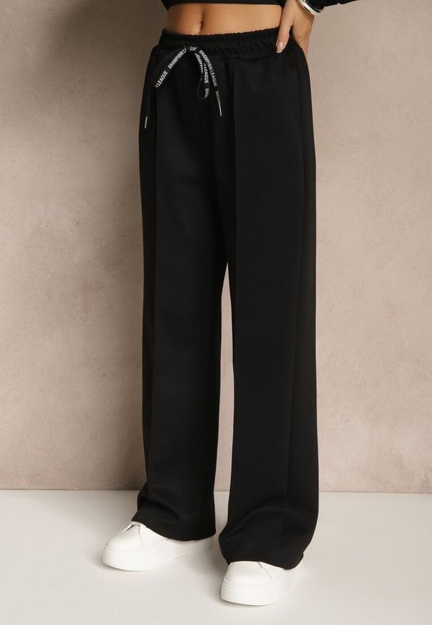 Renee - Czarny Komplet Dresowy z Bawełny Zasuwana Bluza i Spodnie Teviora. Kolor: czarny. Materiał: bawełna, dresówka