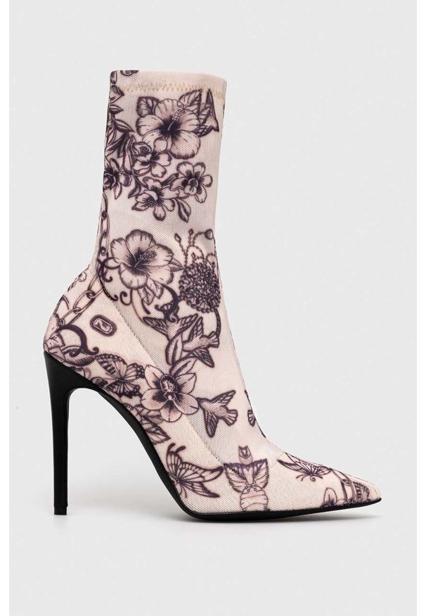 Pinko botki Valentine damskie kolor beżowy na szpilce 100661 A0O8 NZ8. Kolor: beżowy. Materiał: skóra. Obcas: na szpilce. Wysokość obcasa: średni