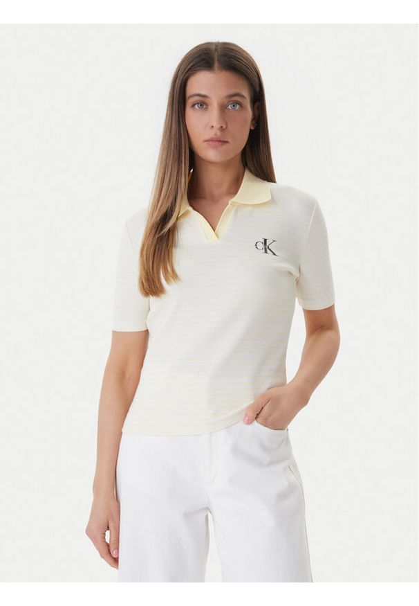 Calvin Klein Jeans Polo LV047F835G Kolorowy Slim Fit. Typ kołnierza: polo. Materiał: bawełna. Wzór: kolorowy