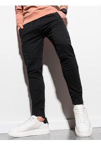 Ombre Clothing - Spodnie męskie dresowe joggery P952 - czarne - M. Kolor: czarny. Materiał: dresówka #6