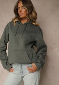 Renee - Zielona Bluza z Kapturem Ozdobiona Ściągaczami Invila. Okazja: na co dzień. Typ kołnierza: kaptur. Kolor: zielony. Wzór: aplikacja. Styl: casual, elegancki
