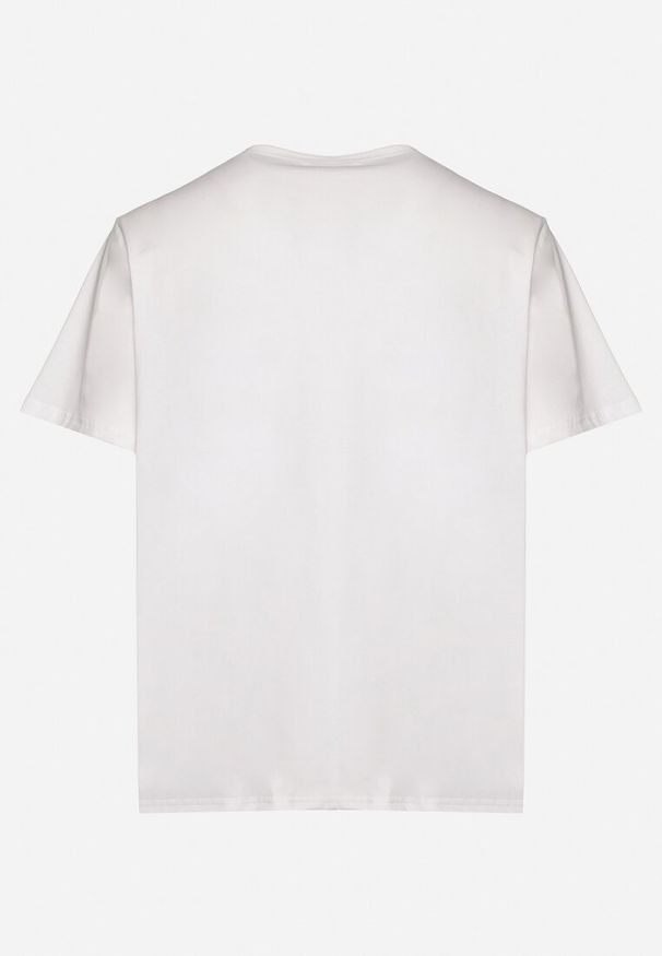 Born2be - Biały T-shirt z Bawełny z Dekoltem w Serek Aveltebia. Okazja: na co dzień. Typ kołnierza: dekolt w serek. Kolor: biały. Materiał: bawełna. Styl: klasyczny, casual