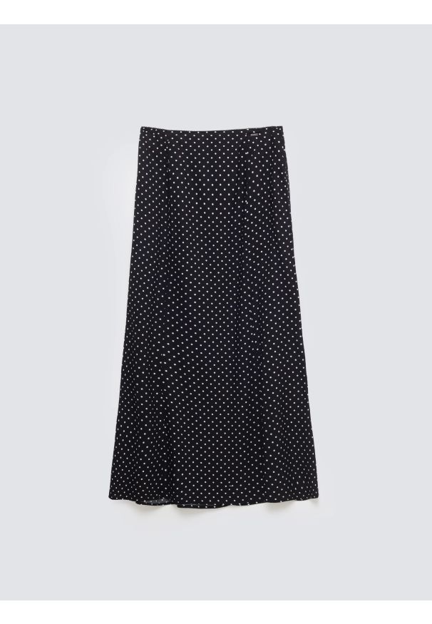 Big-Star - Spódnica damska midi z wiskozy w kropki czarna Carolla 906. Okazja: na co dzień. Kolor: czarny. Materiał: wiskoza. Wzór: kropki. Styl: casual, retro